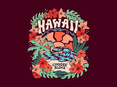 Hawaii Festival: Illustration adobe beach color custom illustration custom type design graphic design hawaii illustration illustrator merch design merchandise retro type typography vector