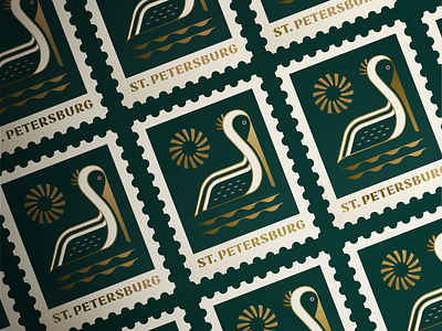 pelican 🌞🌴🦤 bird florida geometric geometry icon illustration pelican stamp design sun tropical
