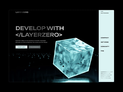 LayerZero website design 3d animation blockchaindesign crypto memecoin saas ui ux web3